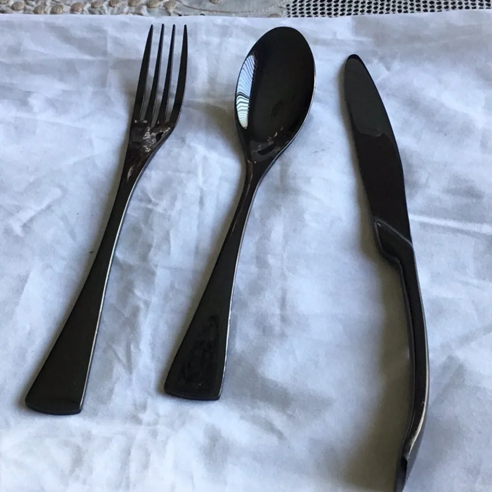 Uniturky Shiny Black Victorian Inspired - 24 Pc‎ Flatware